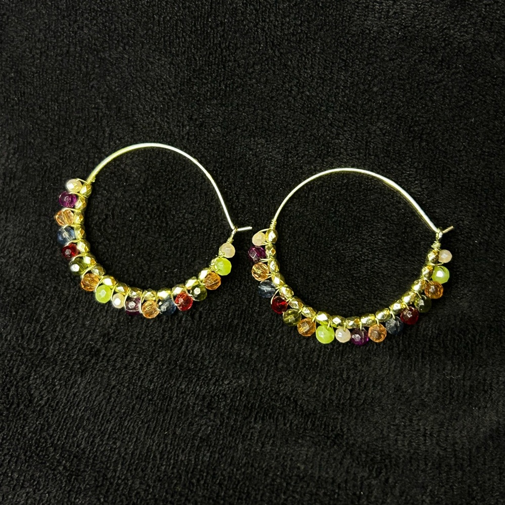 Vibrant Beaded Hoop Earrings